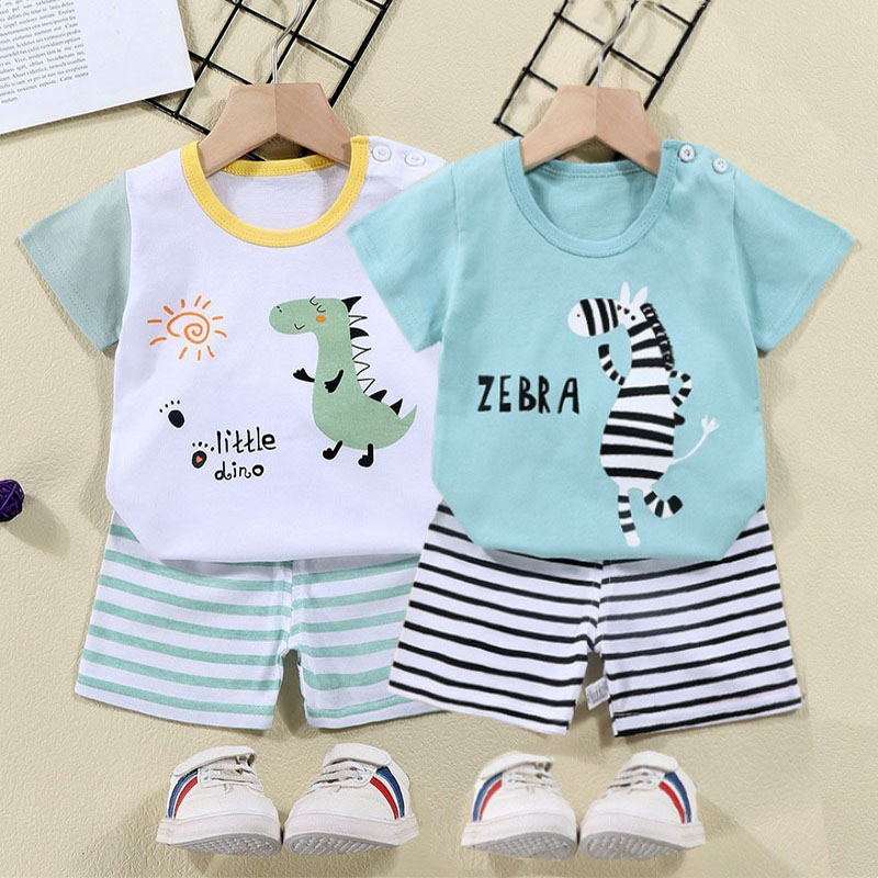Baby Clothing Bundles - Cotton Tees+Shorts 2-piece Tracksuit Set Kid