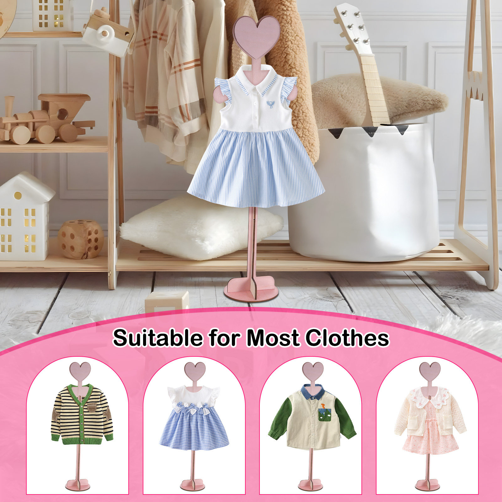 Baby Shop Clothing - Wooden Baby Clothes Display Stand for