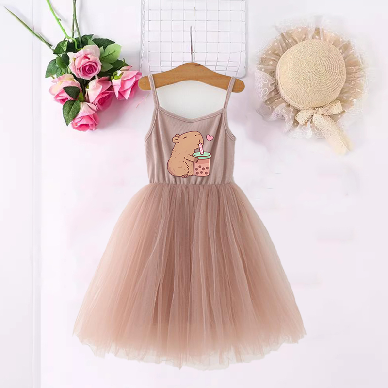 Baby Clothing Gifts - Capybara Girls Dresses Anime Printed Cute