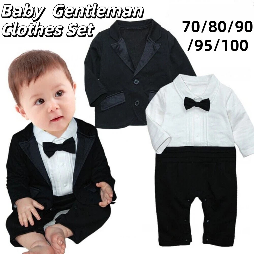 2Pcs/Set Black Tuxedo Gentlema - Baby Clothing Bundles ulasan dan harga