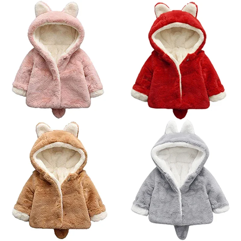 Cute Cat Ears Plush Baby Jacke - Baby Clothing Winter ulasan dan harga