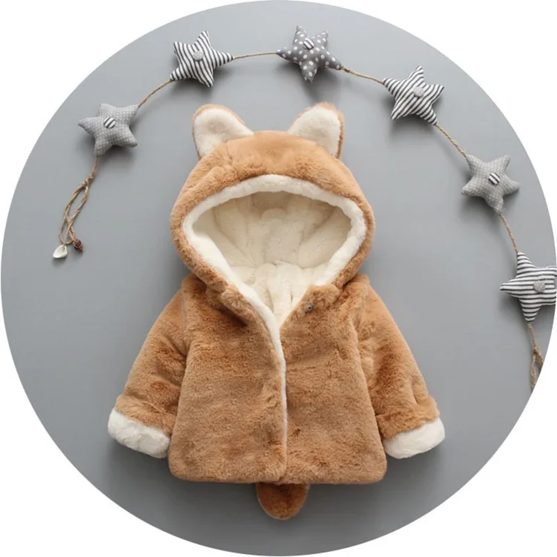 Cute Cat Ears Plush Baby Jacke - Baby Clothing Winter ulasan dan harga