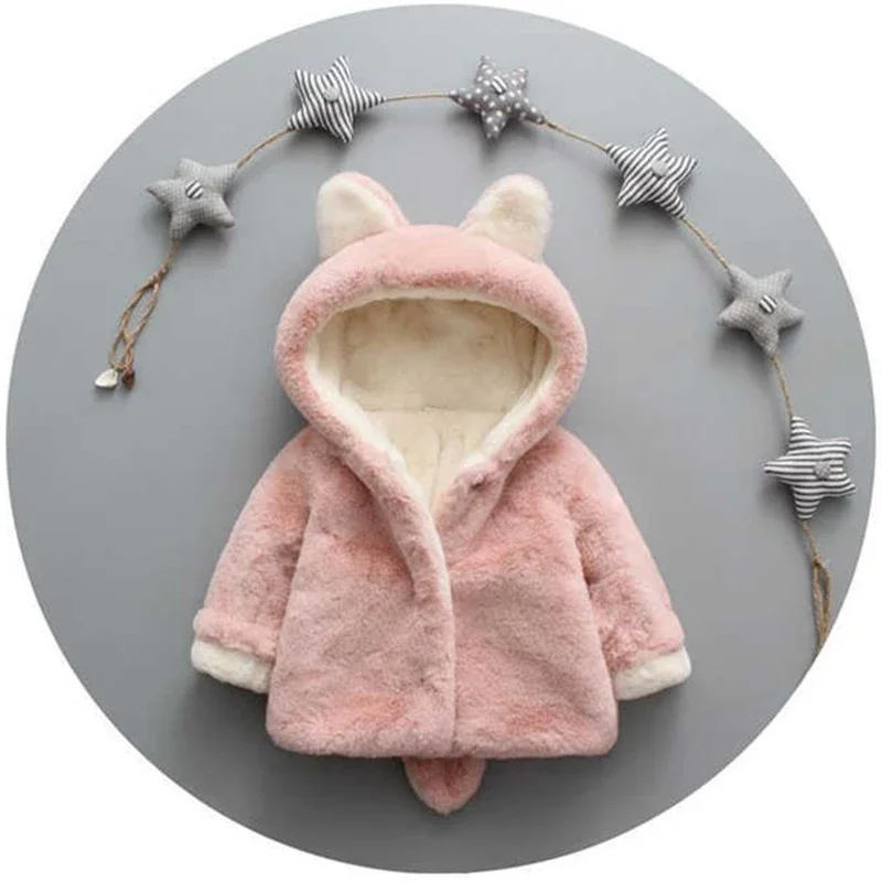 Cute Cat Ears Plush Baby Jacke - Baby Clothing Winter ulasan dan harga