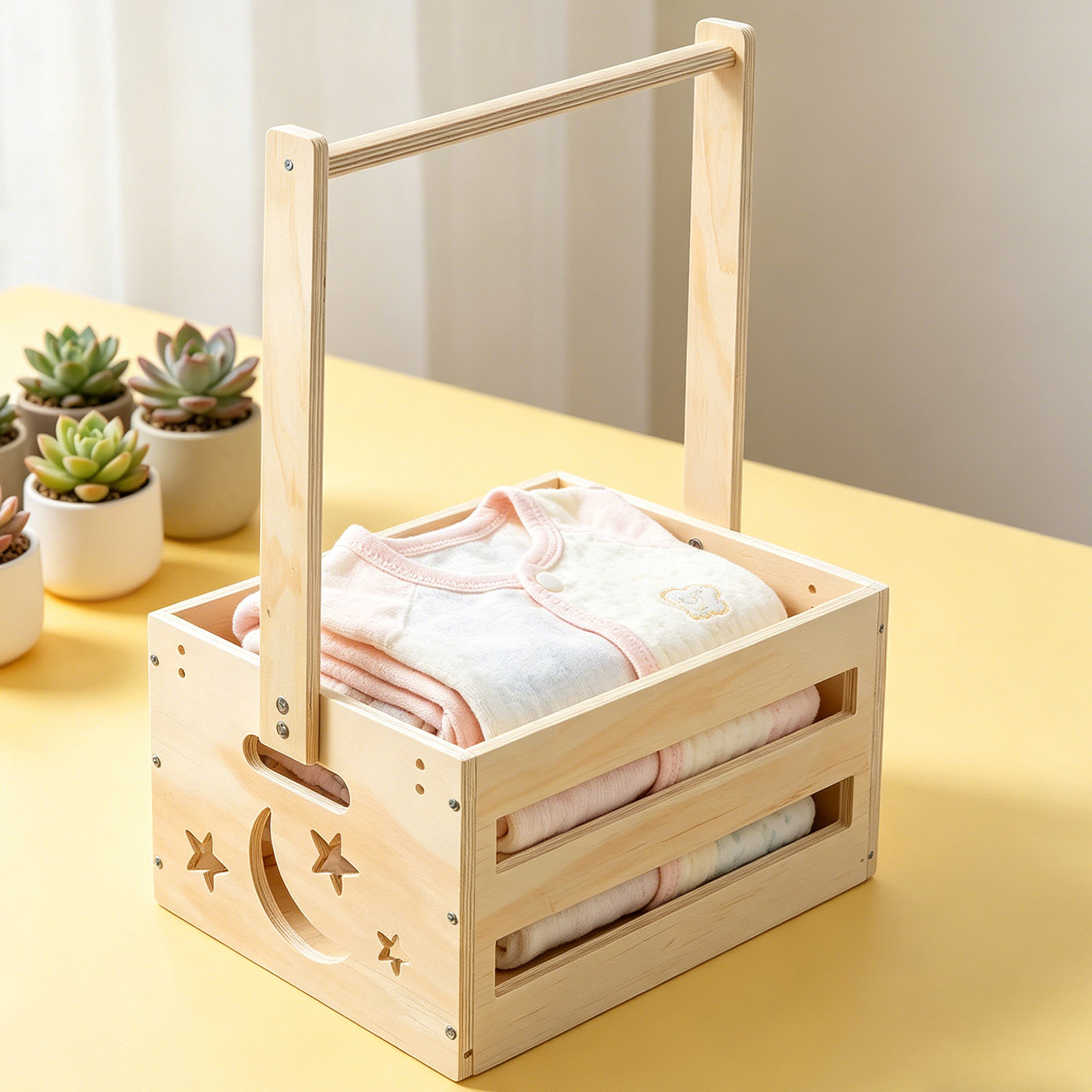 Portable Wood Laundry Hamper B - Baby Clothing Keepsake ulasan dan harga